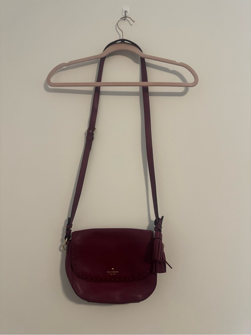 Kate Spade Burgundy Leather Crossbody with Tassel